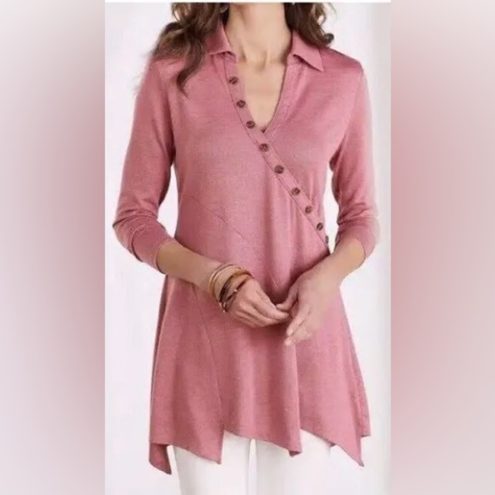 Soft Surroundings Tamara Asymmetrical Tunic - purple rose, XL
